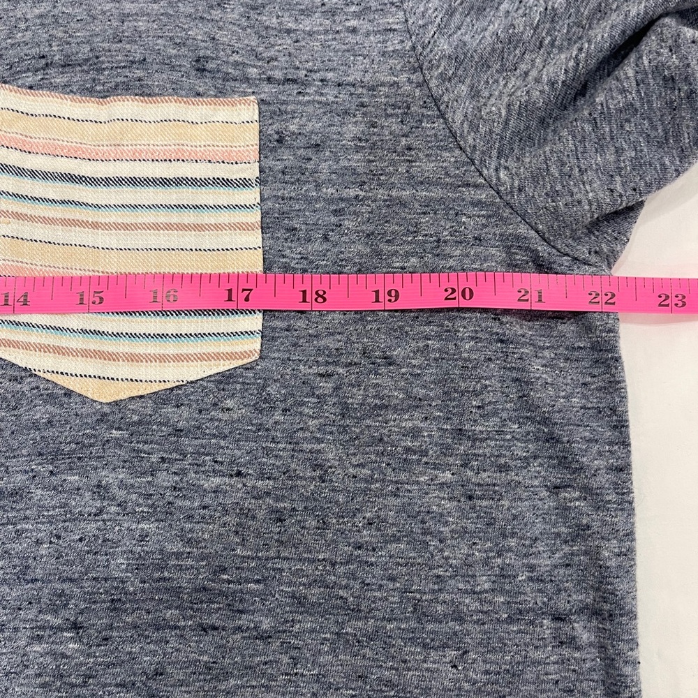 Marine Layer Signature Pocket T-Shirt Soft Heather Grey Striped Pocket Size L - Picture 9 of 9